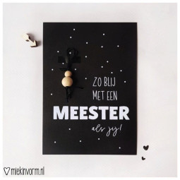 Zo blij met een meester als jij! Ansichtkaart + gelukspoppetje