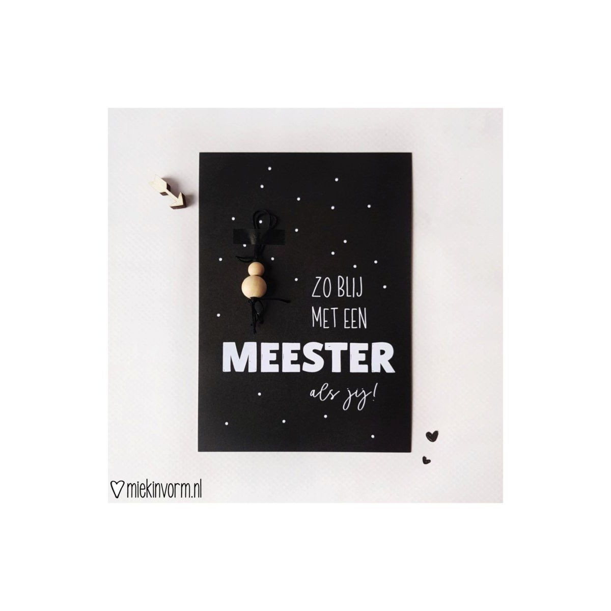 Zo blij met een meester als jij! Ansichtkaart + gelukspoppetje