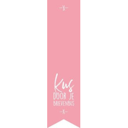 labelsticker kus door je brievenbus roze