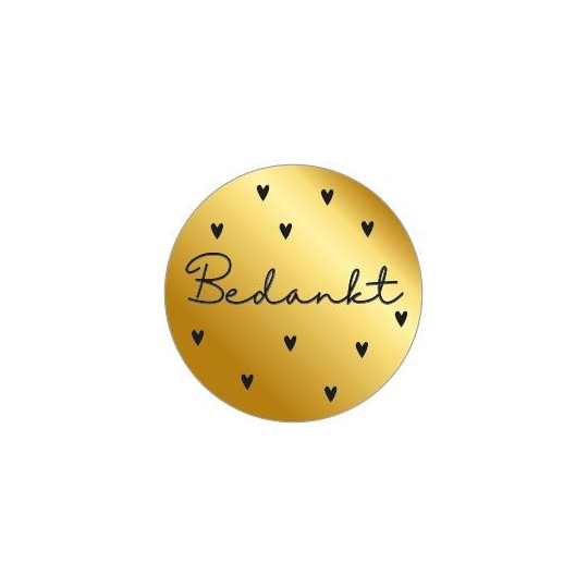 sticker bedankt goud