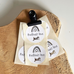 sticker juf regenboog