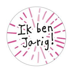 sticker ik ben jarig roze