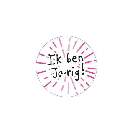 sticker ik ben jarig roze