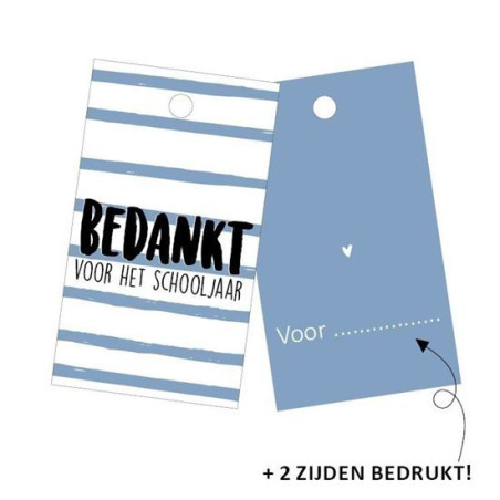 kadolabel bedankt schooljaar blauw