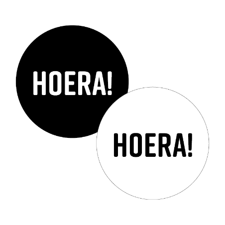 stickermix hoera zwart wit