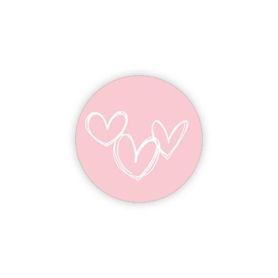sticker rond roze hartjes