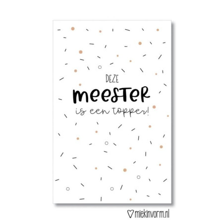 kadokaartje meester topper