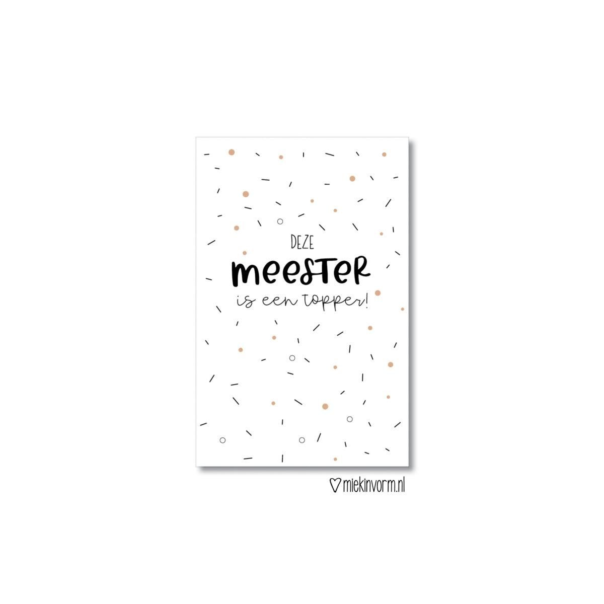 kadokaartje meester topper