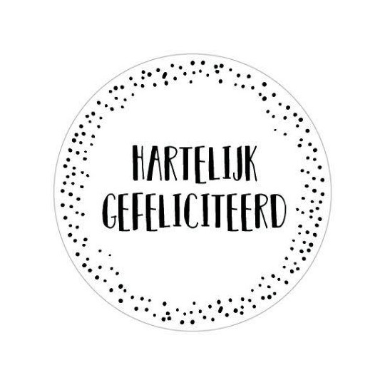 sticker wit hartelijk gefeliciteerd