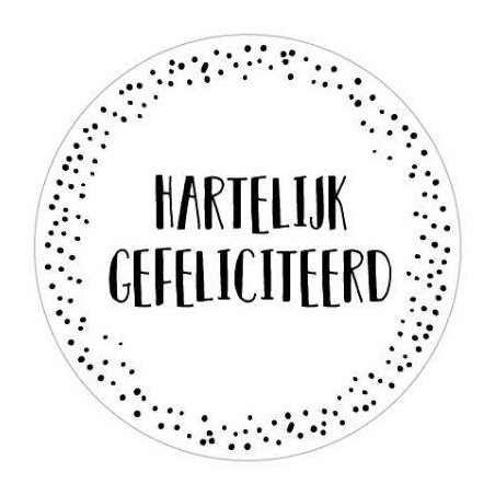 sticker wit hartelijk gefeliciteerd