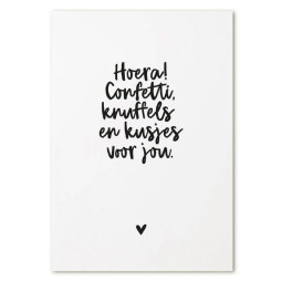kaart confetti knuffels kusjes