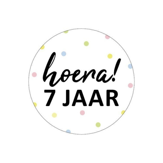 sticker hoera 7 jaar