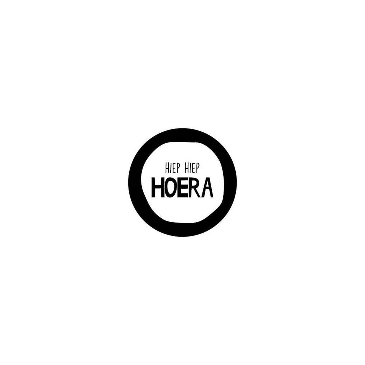 sticker hiep hiep hoera zwart