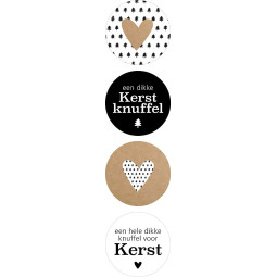 Kerst stickermix kerstknuffel 12 stuks