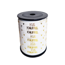 lint knuffel kus wit goud