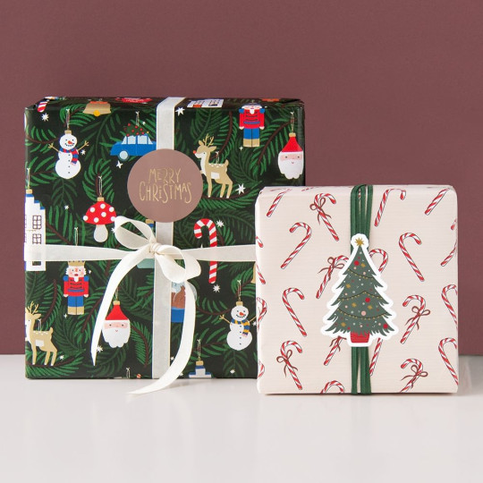 kerst kadopapier ornamenten