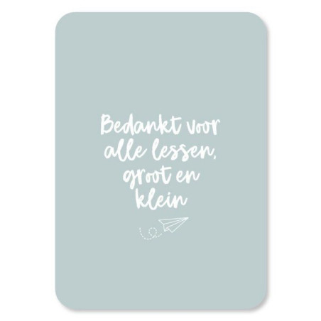 kaart bedankt lessen