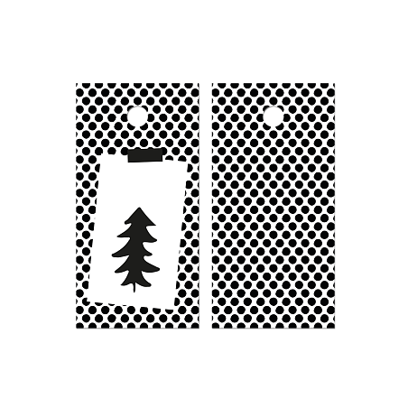 Kadolabel kerstboom zwart/wit