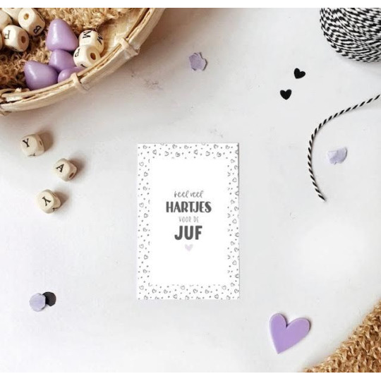 minikaartjes hartje juf