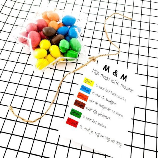 kaartje m&m meester