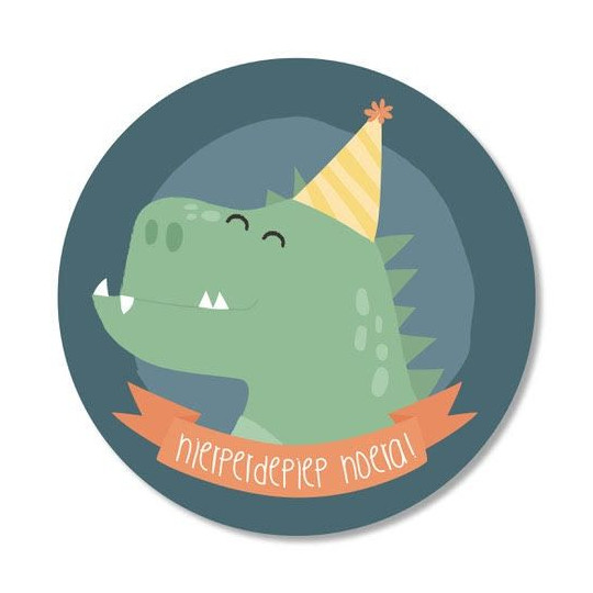 sticker dino hiep hiep hoera