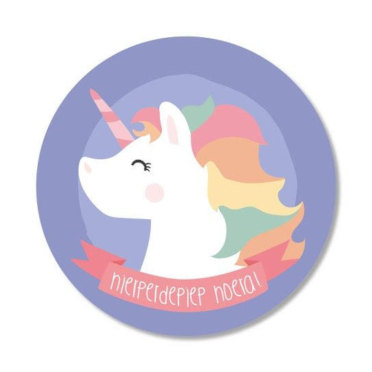hieperdepiep hoera unicorn sticker