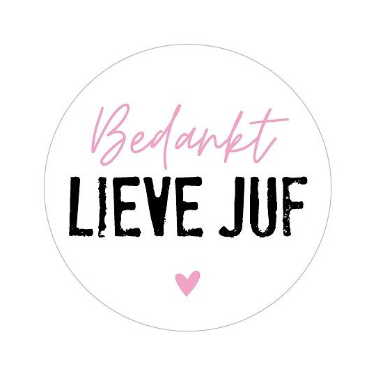 sticker bedankt lieve juf roze