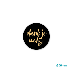 sticker dank je wel zwart goud