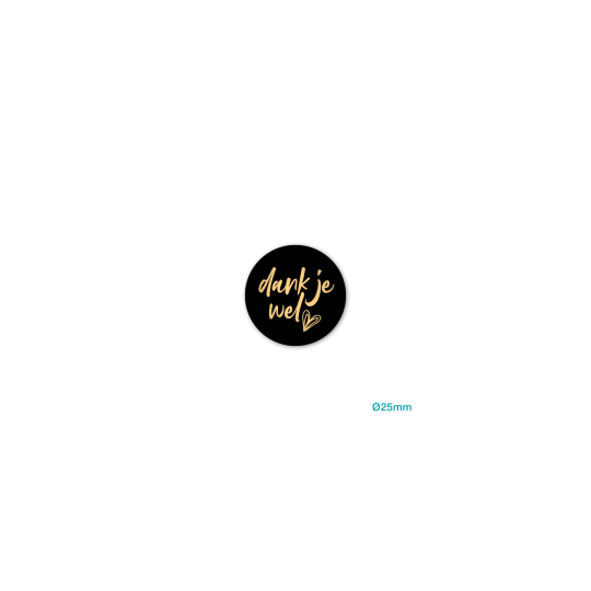 sticker dank je wel zwart goud