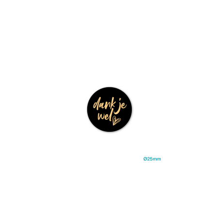 sticker dank je wel zwart goud