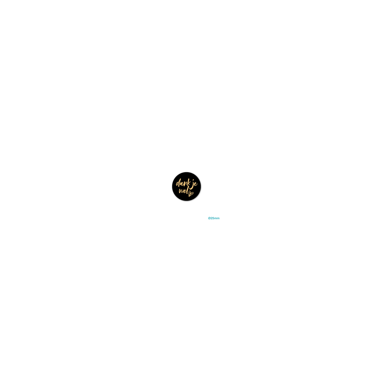 sticker dank je wel zwart goud