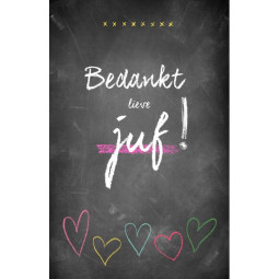 mini kaart bedankt lieve juf
