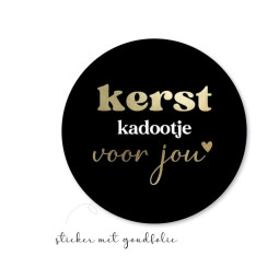 sticker kerstkadootje goudfolie