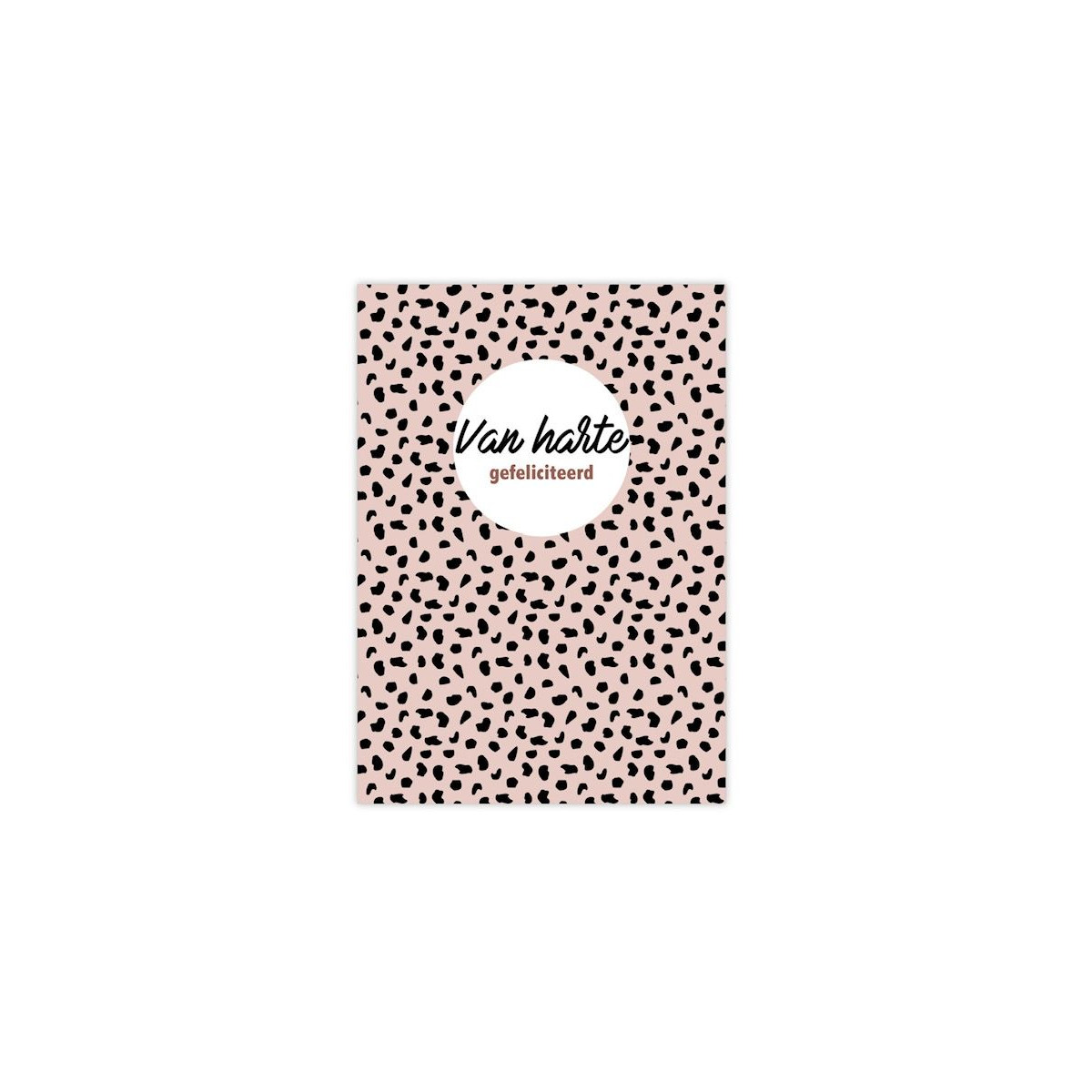 kaart roze dots gefeliciteerd