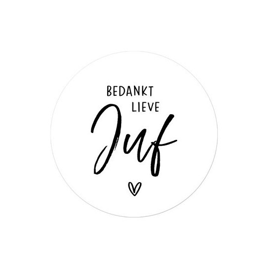 sticker bedankt lieve juf wit