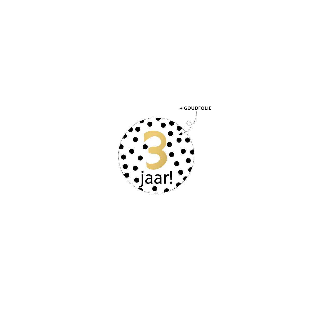 sticker stippen 3 jaar goud