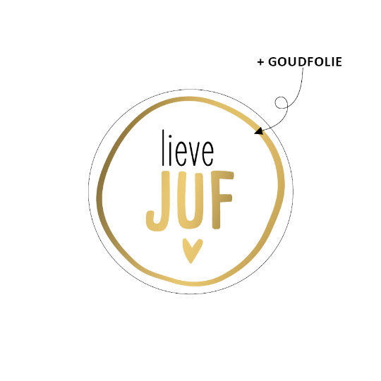 sticker lieve juf goud