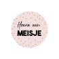 Sticker hoera een meisje zachtroze