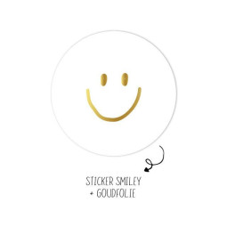 sticker smiley wit goud