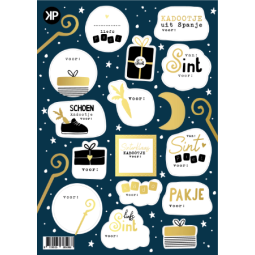 stickervel sint donkerblauw goud