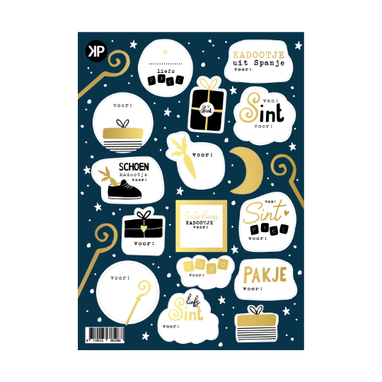 stickervel sint donkerblauw goud