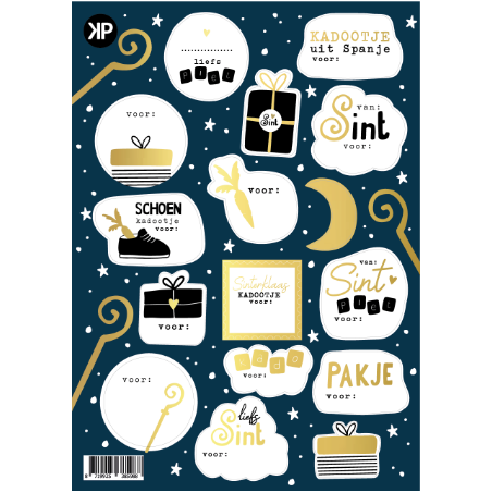 stickervel sint donkerblauw goud