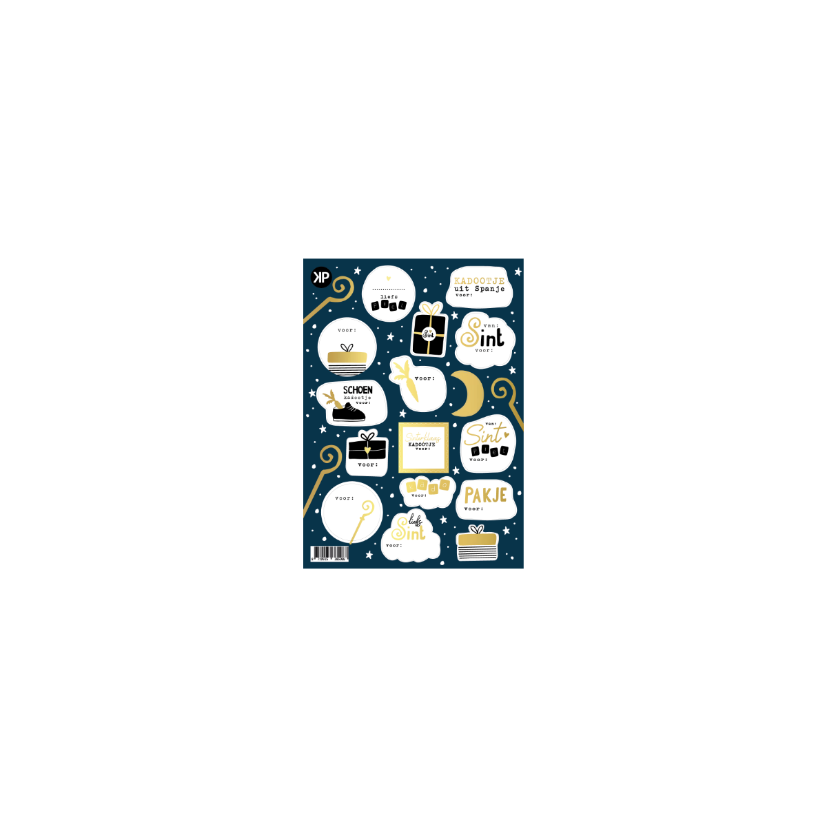 stickervel sint donkerblauw goud