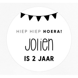 stickervel gepersonaliseerde vlaggetjes hiep hiep hoera