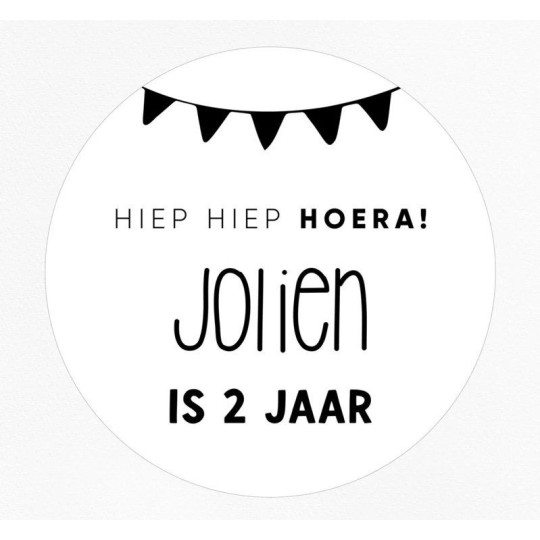 stickervel gepersonaliseerde vlaggetjes hiep hiep hoera