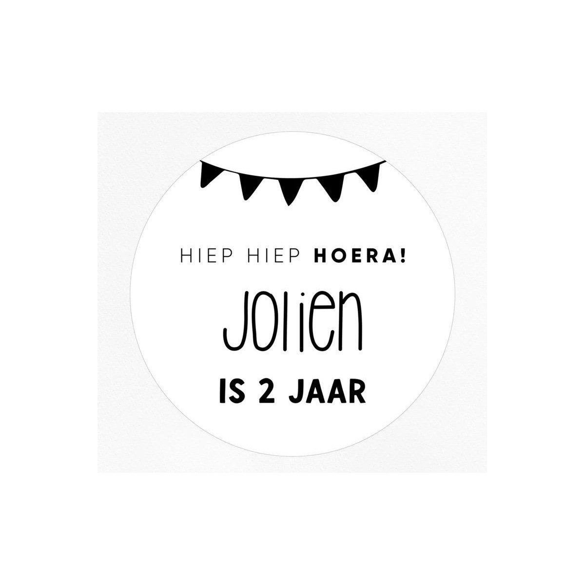 stickervel gepersonaliseerde vlaggetjes hiep hiep hoera