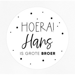 gepersonaliseerde stickervel hoera grote broer