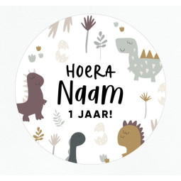 gepersonaliseerde stickervel dino wit