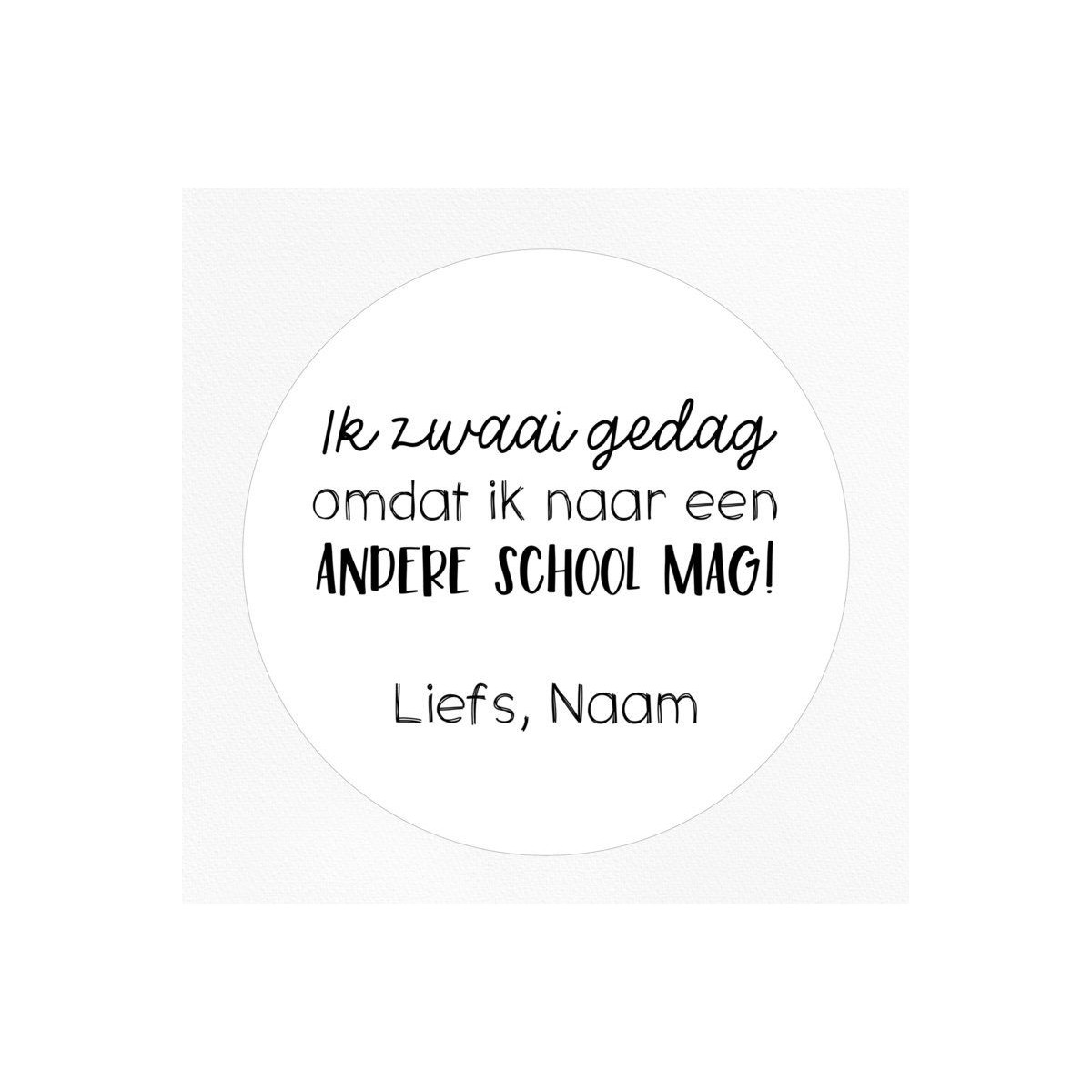 gepersonaliseerde stickervel zwaai gedag andere school