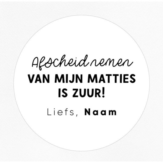 gepersonaliseerde stickervel matties zuur